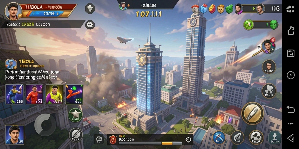 Screenshot gameplay 11BOLA yang menampilkan pertahanan menara yang epik.