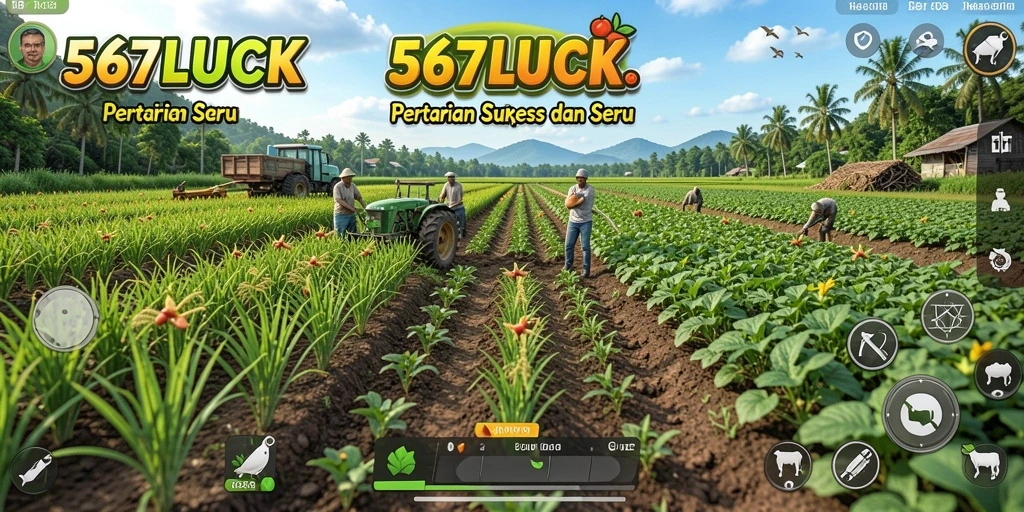 Screenshot menunjukkan pemain yang sedang merawat kebunnya.