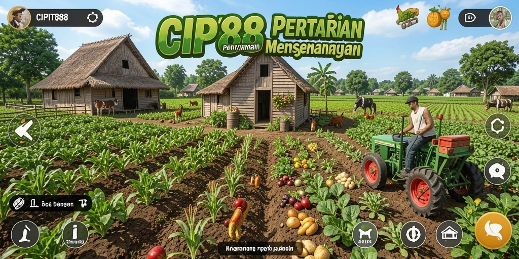 Tangkapan layar permainan CIPIT88 menunjukkan aktivitas bertani yang mendebarkan.