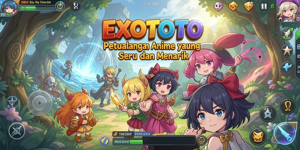 Screenshot EXOTOTO menampilkan pertarungan karakter Anime yang seru.