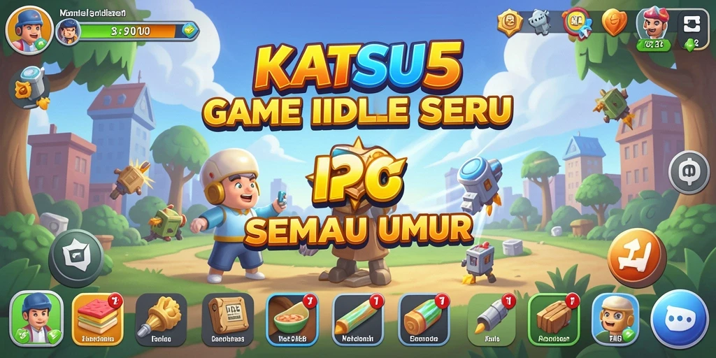 Screenshot gameplay KATSU5 menunjukkan karakter yang sedang mengumpulkan sumber daya.
