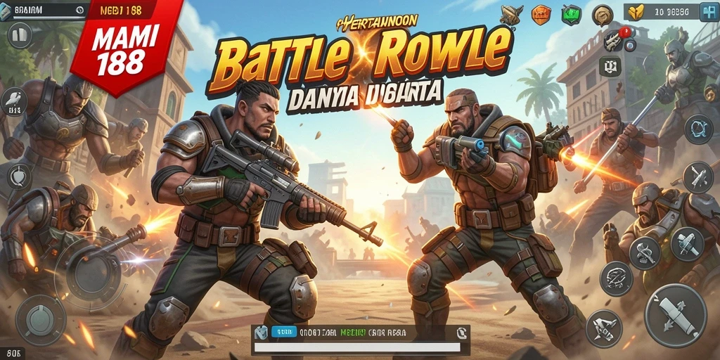 Screenshot MAMI188 menampilkan aksi pertarungan Battle Royale yang mendebarkan.