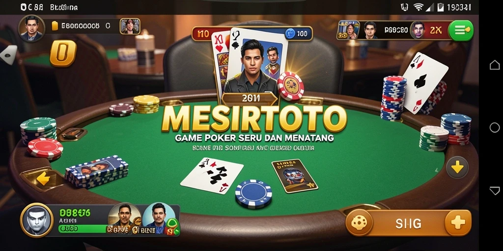 Tampilan gameplay seru dalam aplikasi Poker MESIRTOTO.