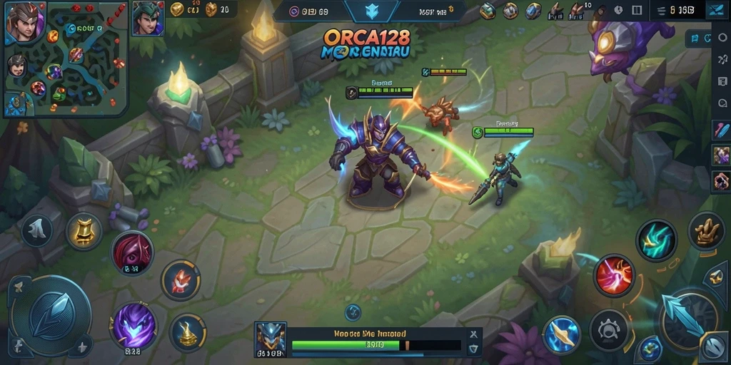 Tampilan gameplay seru dari ORCA128 dalam aksi MOBA.