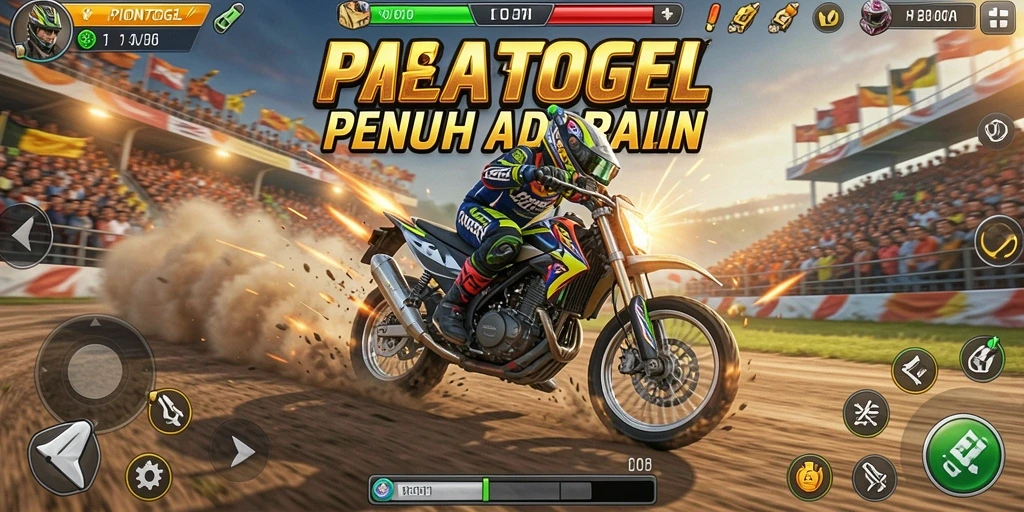 Tampilan gameplay balapan motor yang mendebarkan di PIONTOGEL.