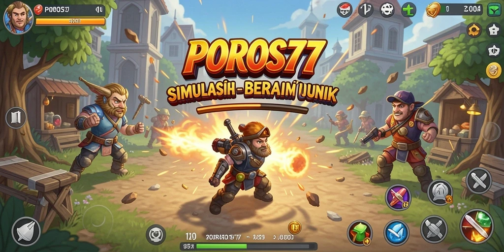Tampilan utama gameplay POROS77 yang memukau dan interaktif.