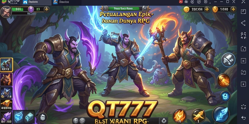 Tampilan gameplay QT777 yang menampilkan dunia RPG yang luas.