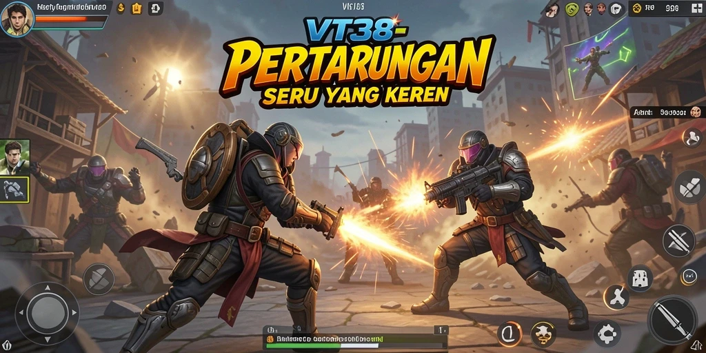 Tampilan gameplay menegangkan dalam VT38 dengan pertarungan antar karakter.